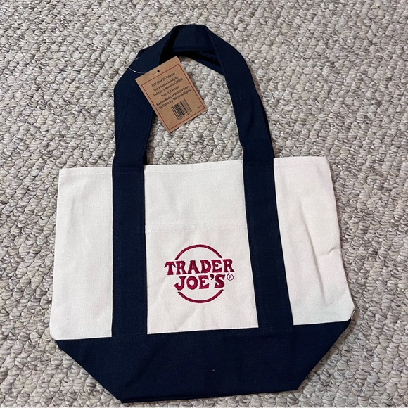 NWT Trader Joe's Mini Canvas Tote Bags SET OF 4 (red, blue, yellow, green) - Picture 8 of 11